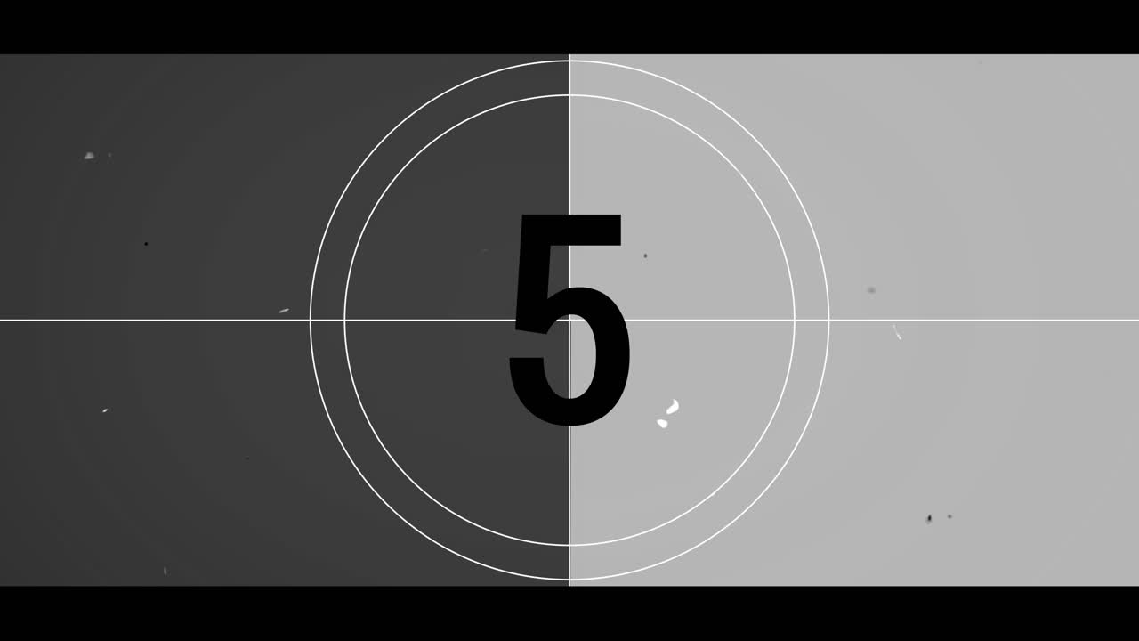 Vintage Black and White Film Countdown from Ten to Zero