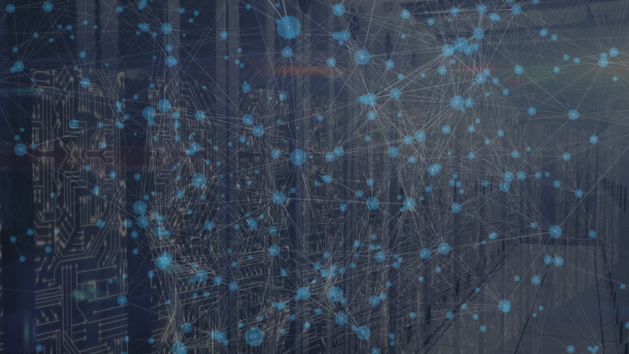 animación de la red de conexiones a través de la sala de servidores