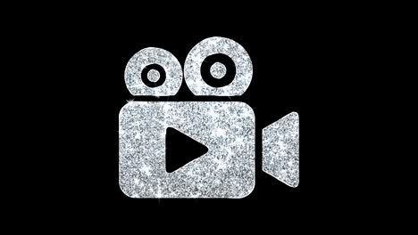 video camera icon icon shining glitter loop blinking particles .