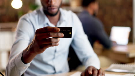 businessman, hands and credit card at night
