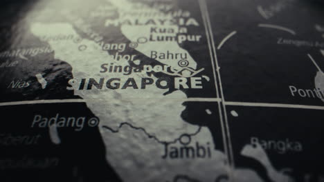 close-up of singapore on a world globe