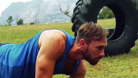 man doing planking exercise