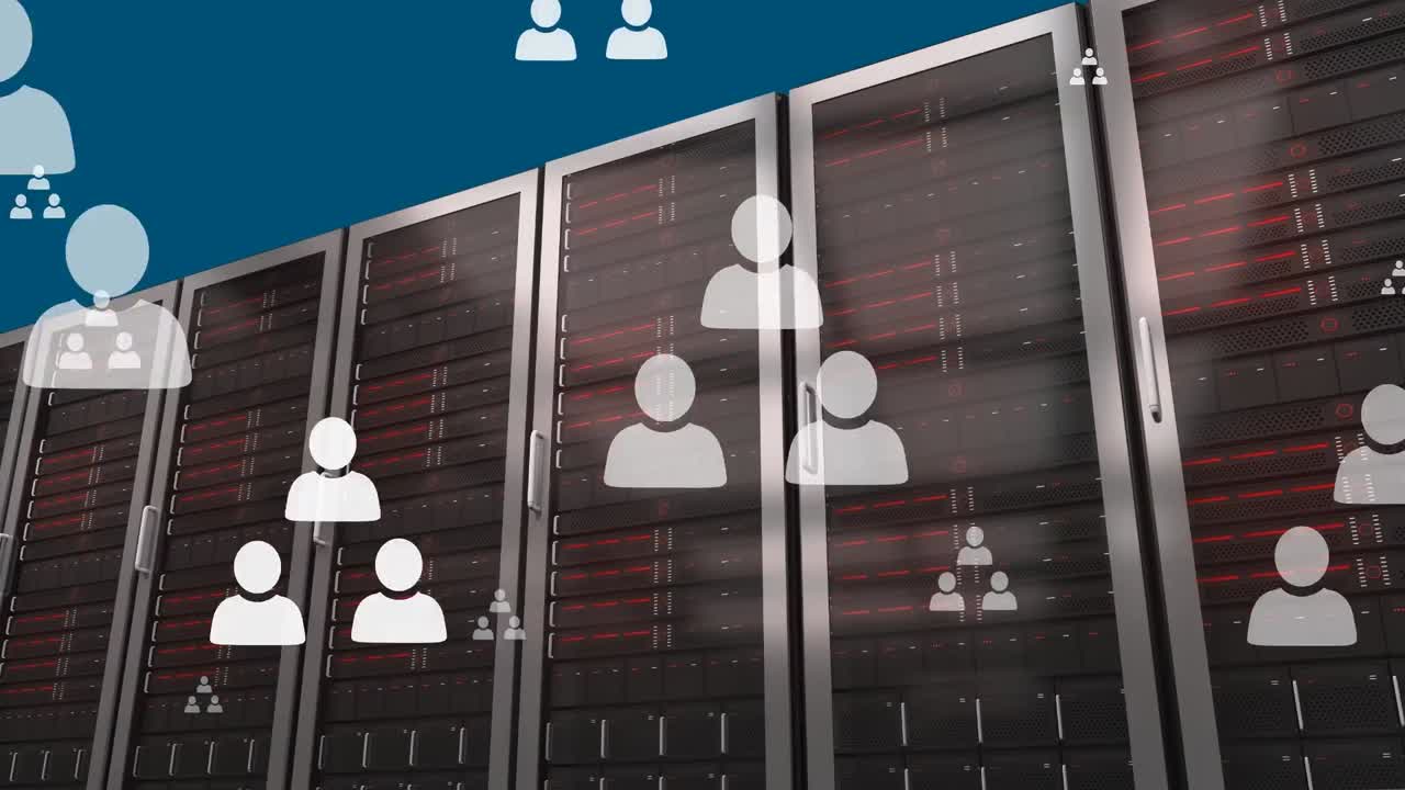 animación de iconos de personas en los servidores