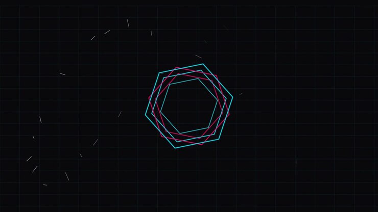 Abstract Geometric Hexagon Animation with Pulsing Lines