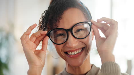 happy woman wearing glasses