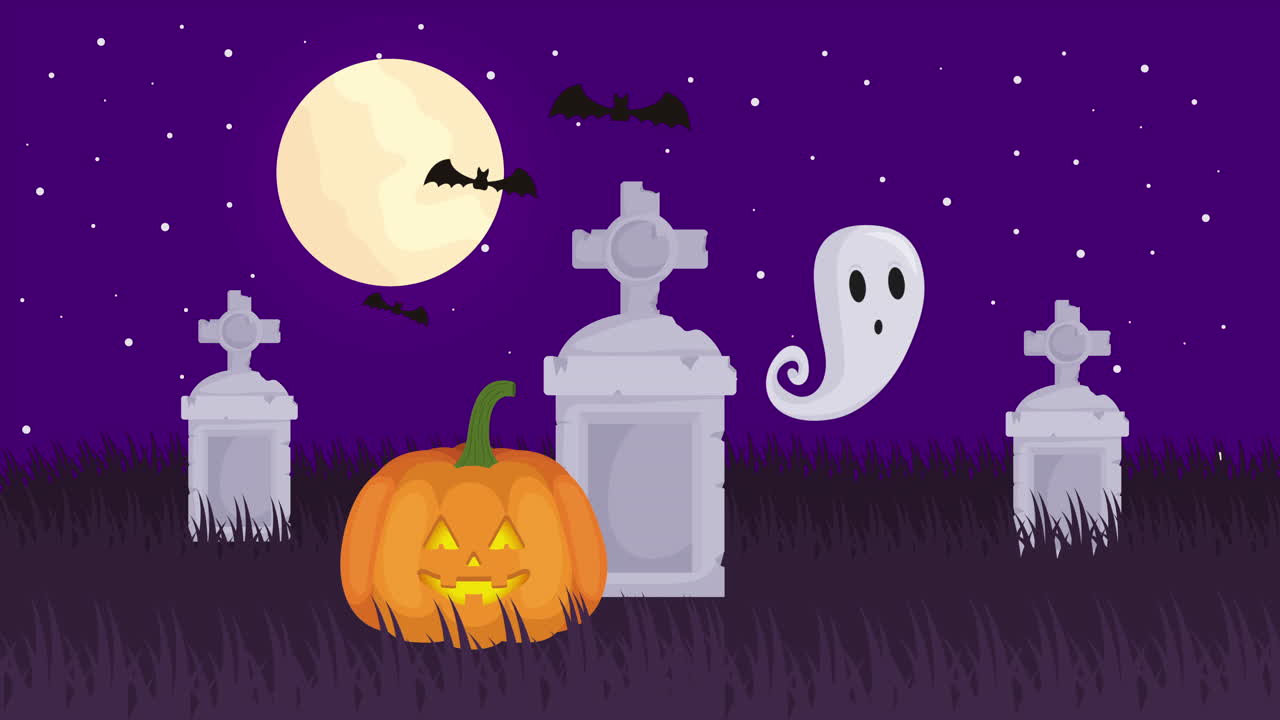 호박과 함께 할로윈 어두운 장면