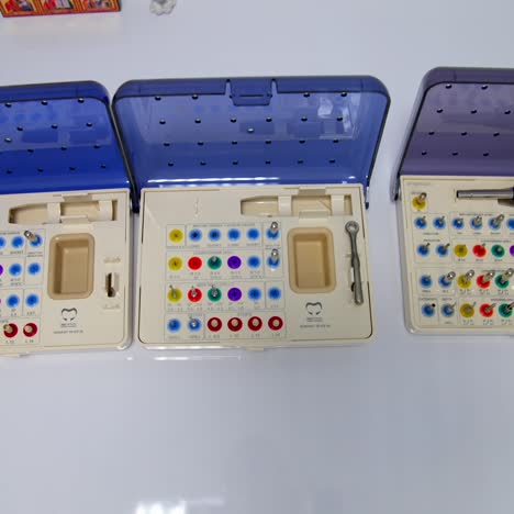 different tools for dental care. group of dental tools for the treatment of teeth