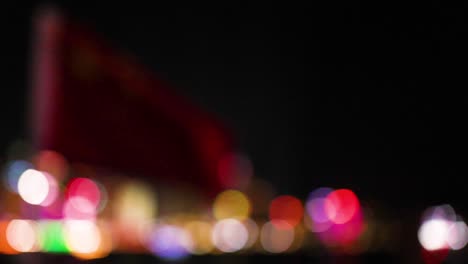 colorful lights and flag in hong kong