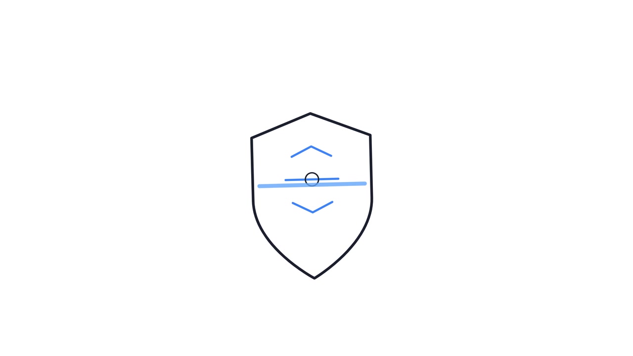 Animated Shield Icon Drawing and Filling with Blue Lines