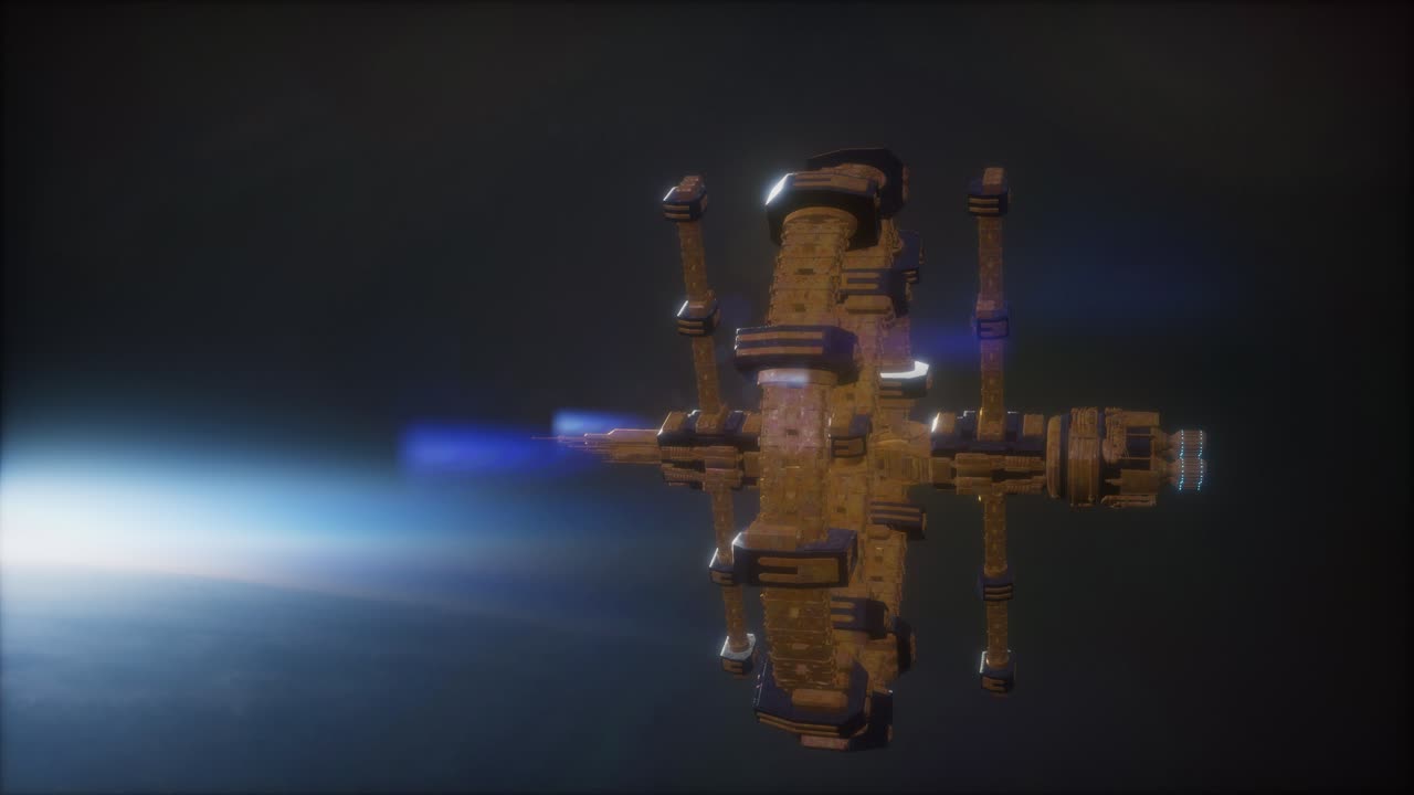 Earth and Spacecraft. space ship over the earth