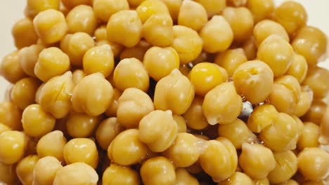 close-up of canned chickpeas