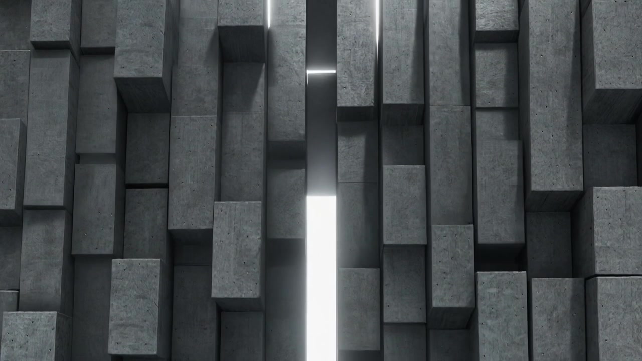 Sfondo astratto di blocchi di cemento in movimento con luce brillante