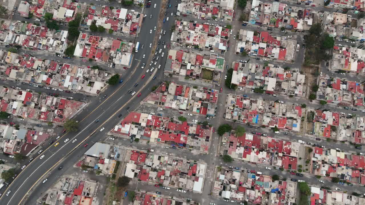 House roofs in Ecatepec, Mexico drone shot