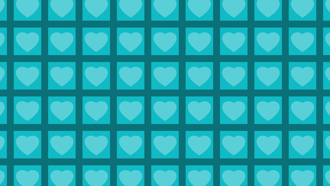 Teal Hearts Pattern on Squares
