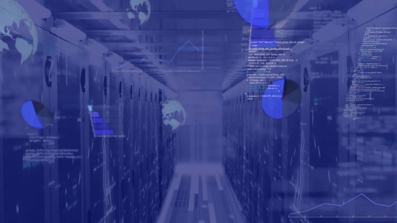 Animation of digital data processing over computer servers