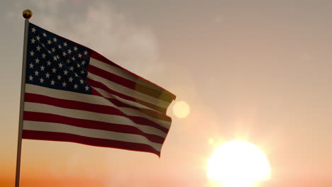 silhouette of american flag waving against sun during memorial celebration
