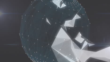 geometric shapes and network connections animation over dark background