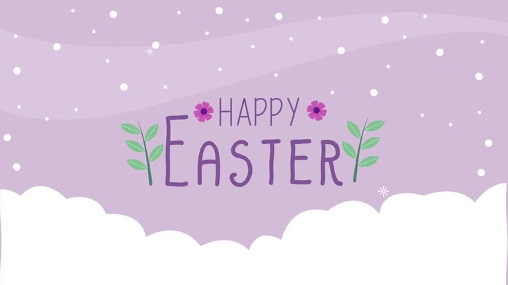happy easter lettering in clouds
