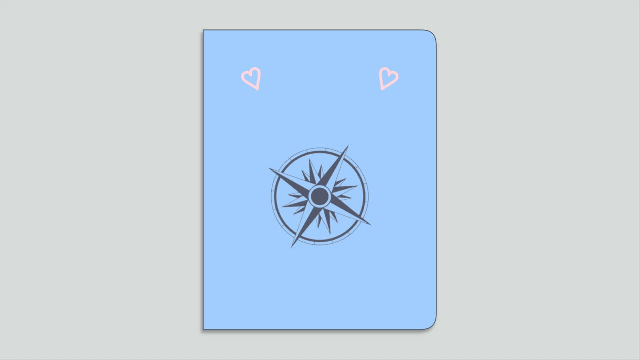 pasaporte con corazones y brújula