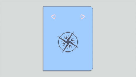 Passport with hearts and compass