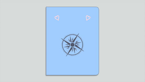 passport with hearts and compass