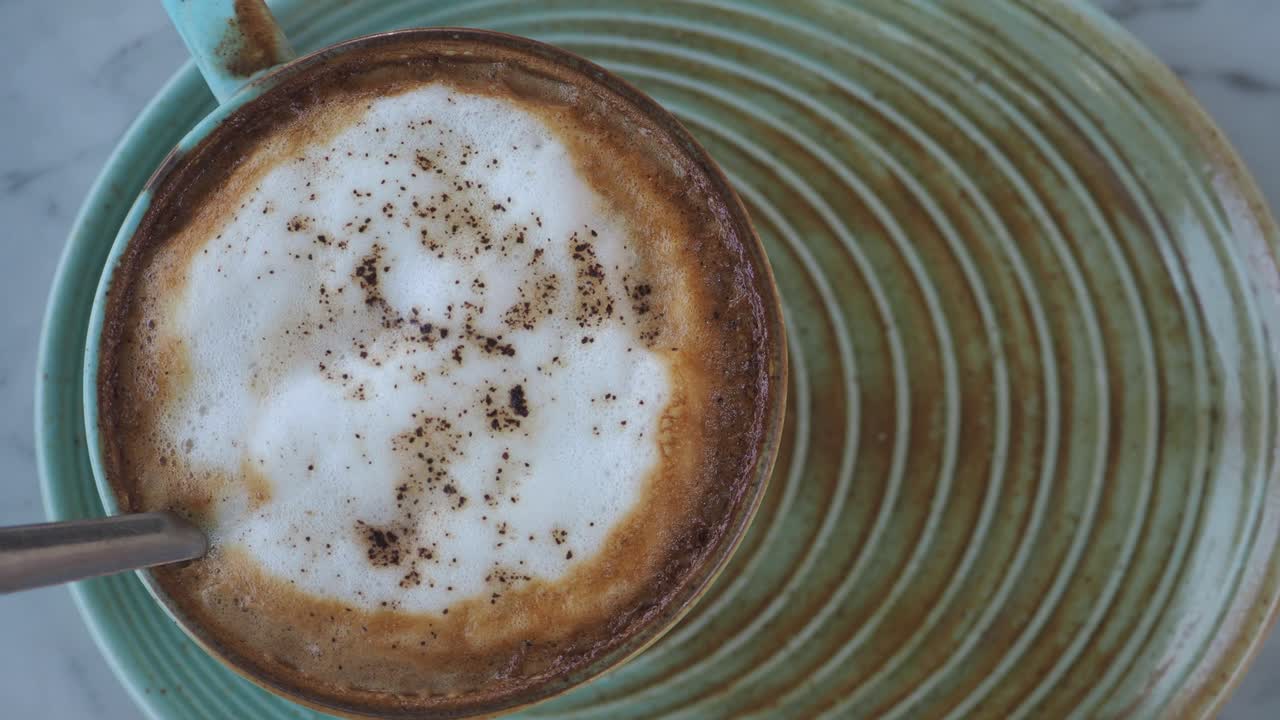 Overhead shot of a cappuccino