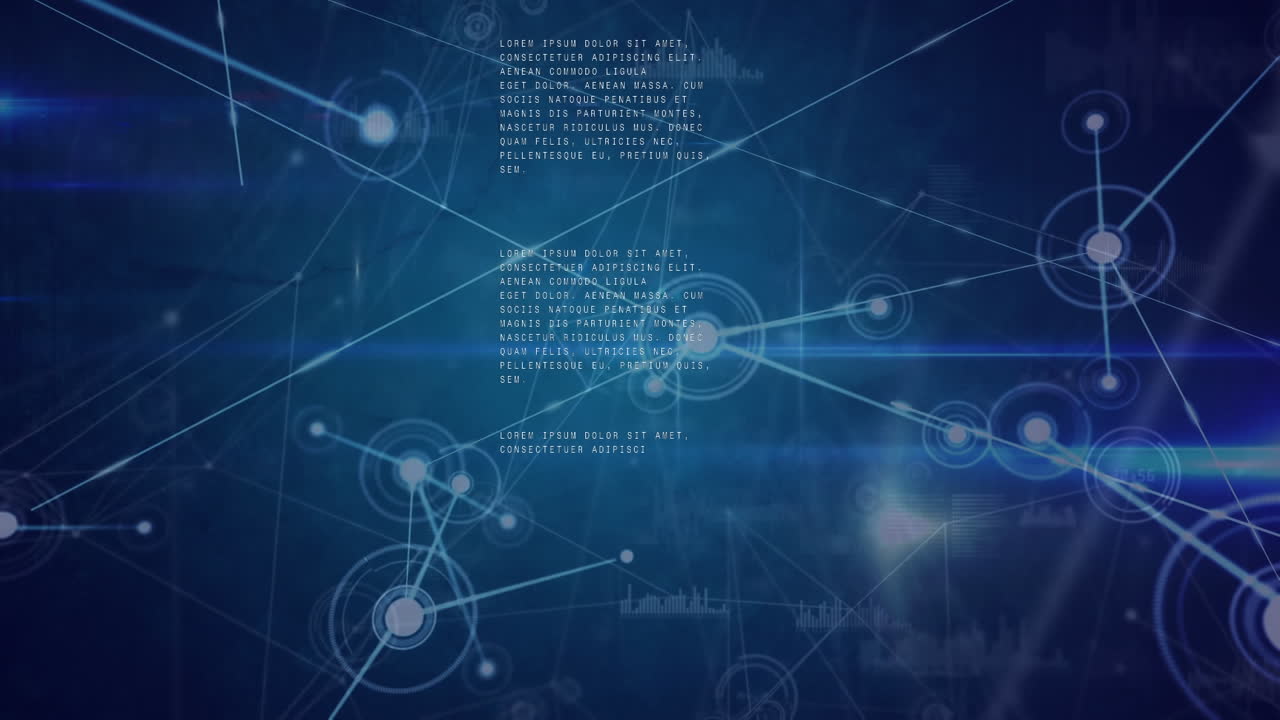 animación de redes de conexiones y procesamiento de datos sobre fondo negro