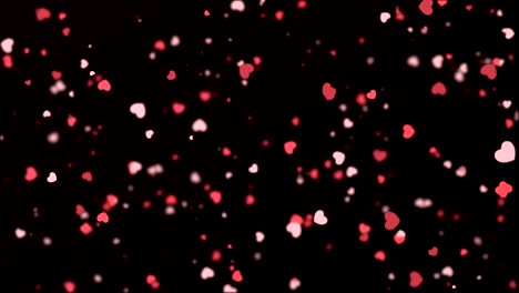 animación de bucle sin costuras de corazones soplando en el viento