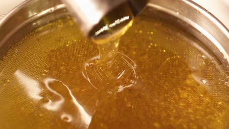 harvesting natural honey during extracting process, food production industry