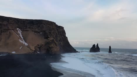 aerial wonders: captivating views of iceland's black sand beach from a drone's lens