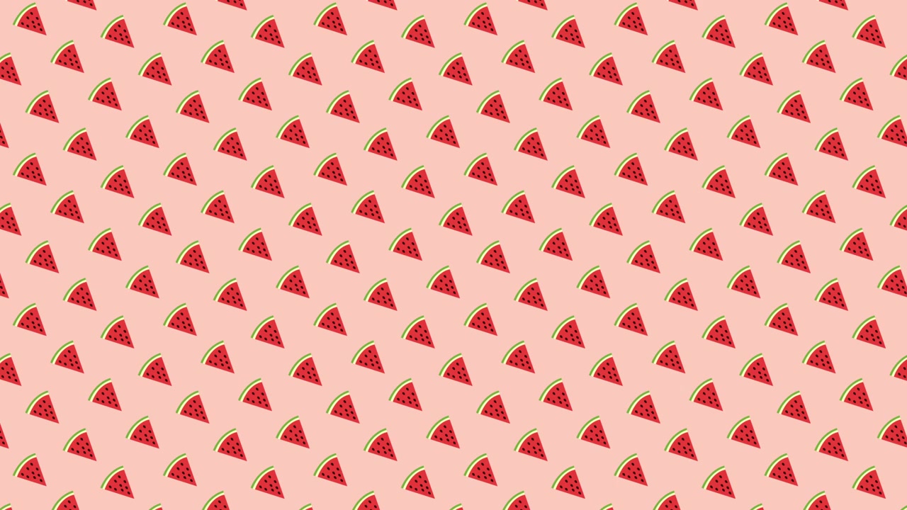 Animated Pattern of Watermelon Slices on Pink Background