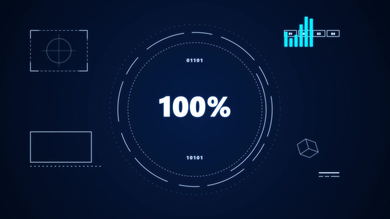 Digital Loading Progress Bar with Futuristic HUD Interface