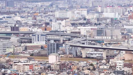 aerial view of cityscape changing over time