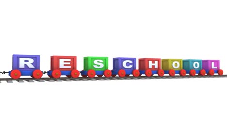 animation of a 3d train carrying preschool letters