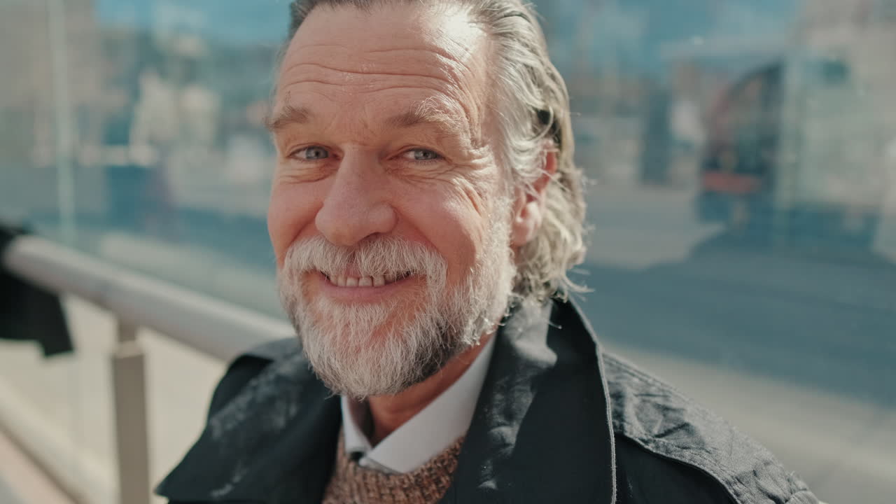 Happy Senior Man Smiling Outdoors