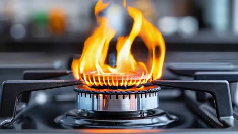 a gas stove with a flame coming out of it