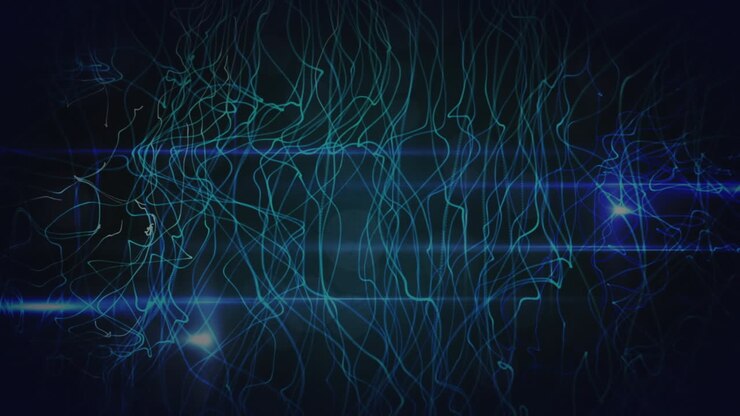Animation of network of connections over moving blue lines