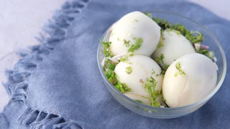 boiled eggs with herbs and spices