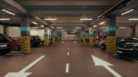 underground parking with cars. modern underground parking. indoor full modern parking