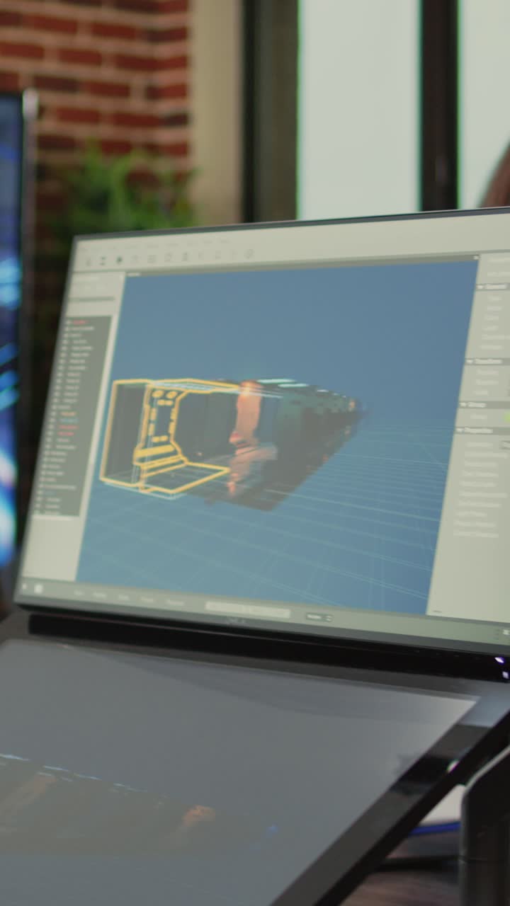 Vertical video: Female creative engineer using game programming software