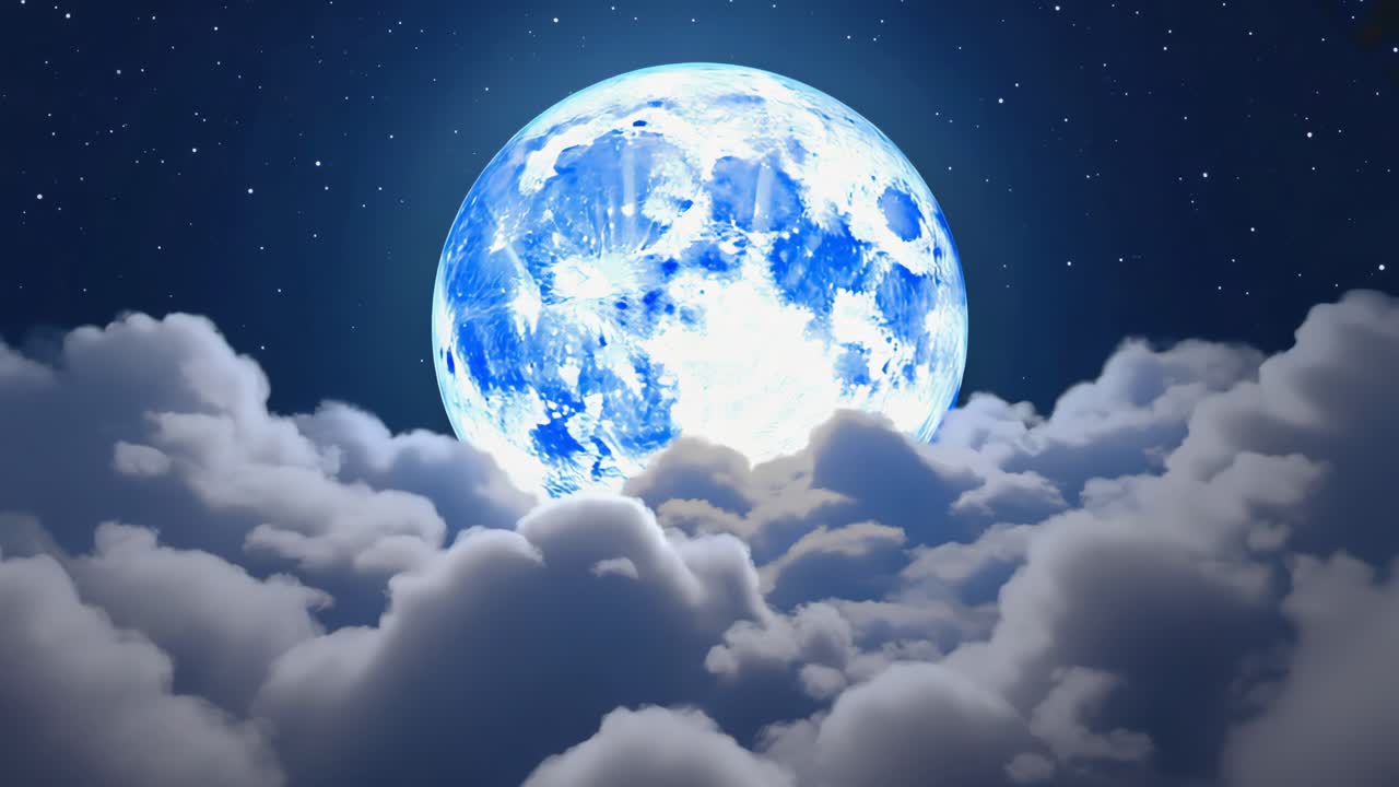 A serene moonlit night with clouds and stars