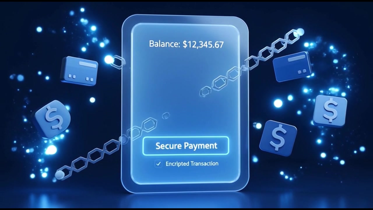 Digital Secure Payment Interface with Blockchain Encryption Animation