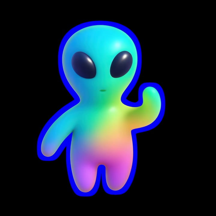 Søt regnbue-alienfigur vinker hei
