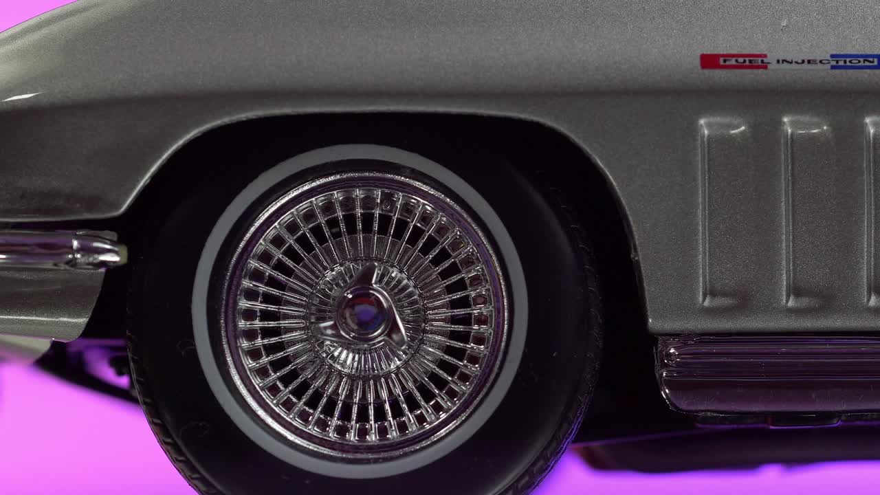 Close-up of a Silver 1963 Corvette Model Car