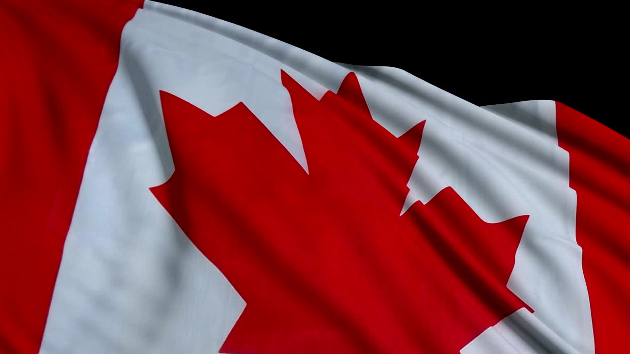Flag of Canada waving at wind