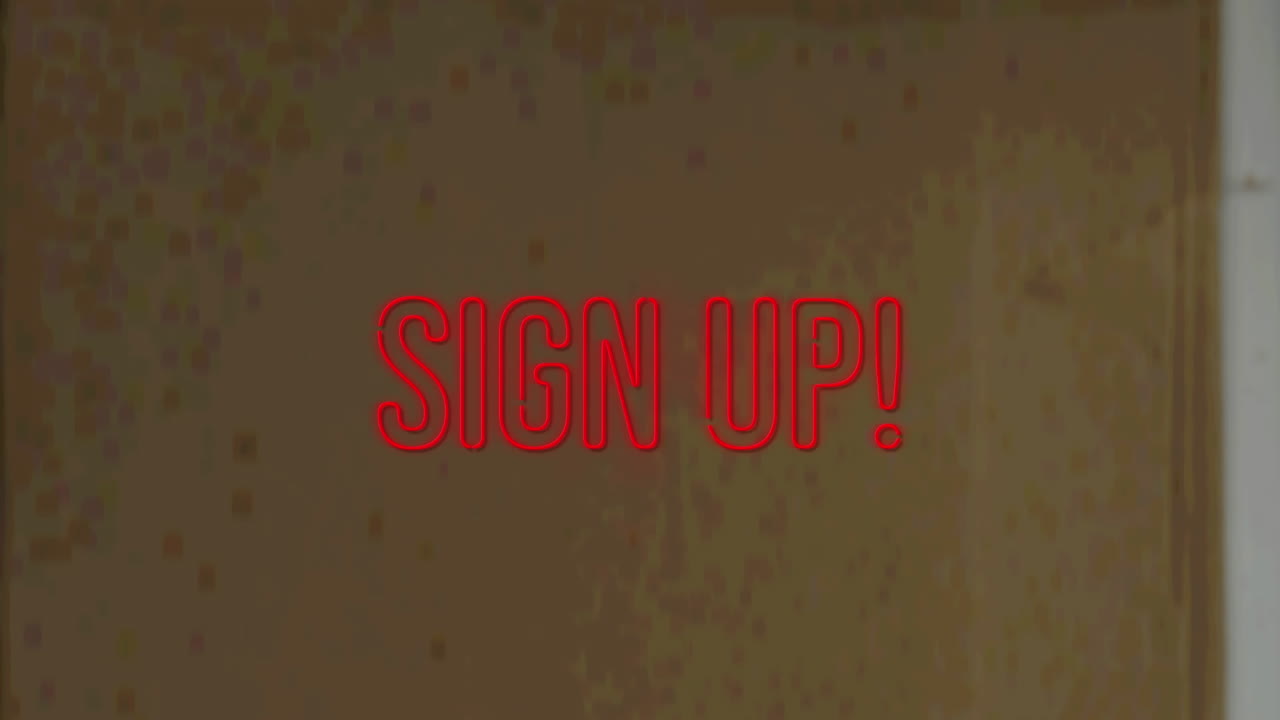 animación digital de un letrero rojo neón contra un fondo de madera texturizado