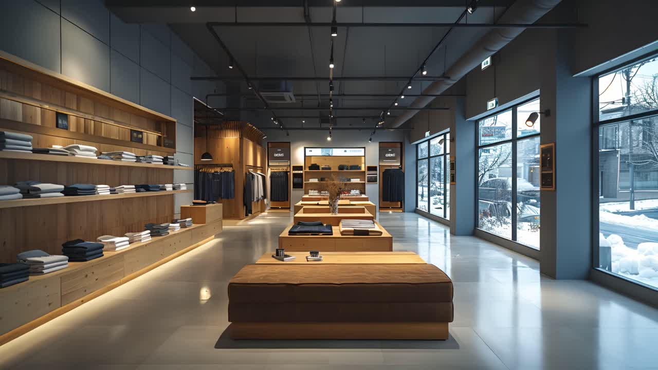 Modern Clothing Store Interior with Apparel Displays