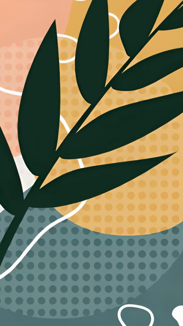 Vertical video: Loop initiating dark green branch silhouette pulsing colors on canvas, cycling
