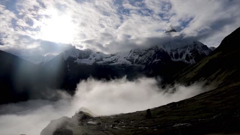 stunning time-lapse of fog drifting over the majestic himalayas