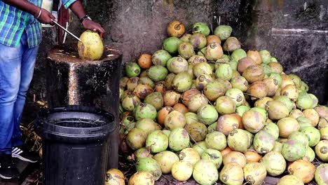 Man-cutting-open-drinking-coconut